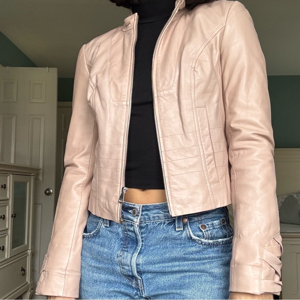 Bebe Pink Leather Jacket